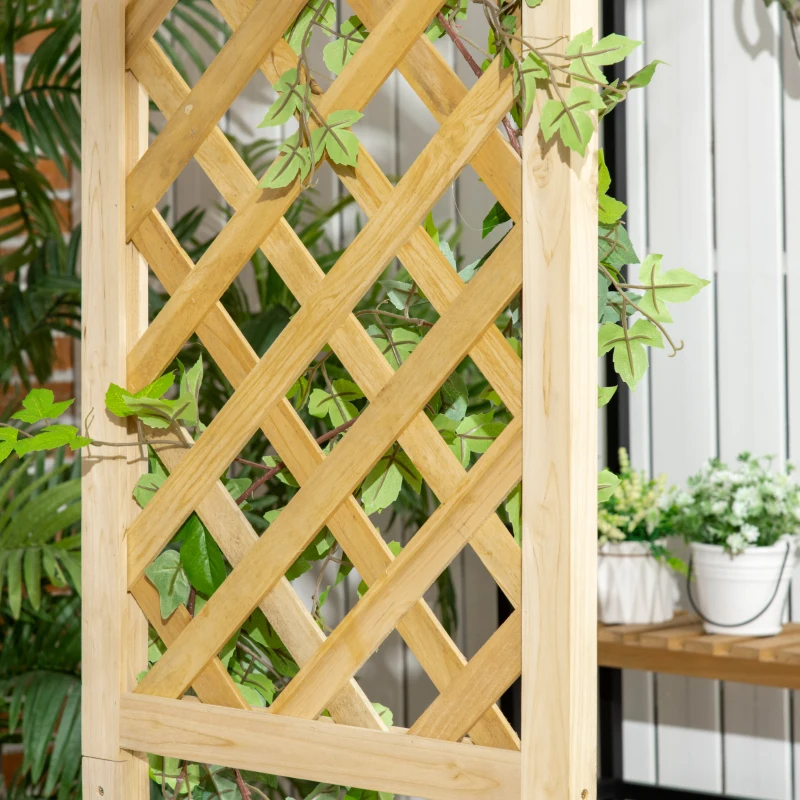 Outsunny Garden Arch with 2 Person Bench, Wooden Garden Arbor Archway Trellis for Climbing Plants, Lawn, Backyard Decor, Natural