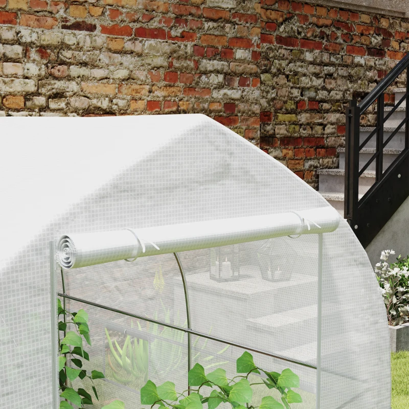 Outsunny 11.5' x 6.6' x 6.6' Portable Walk-In Tunnel Greenhouse Garden Warm House - White