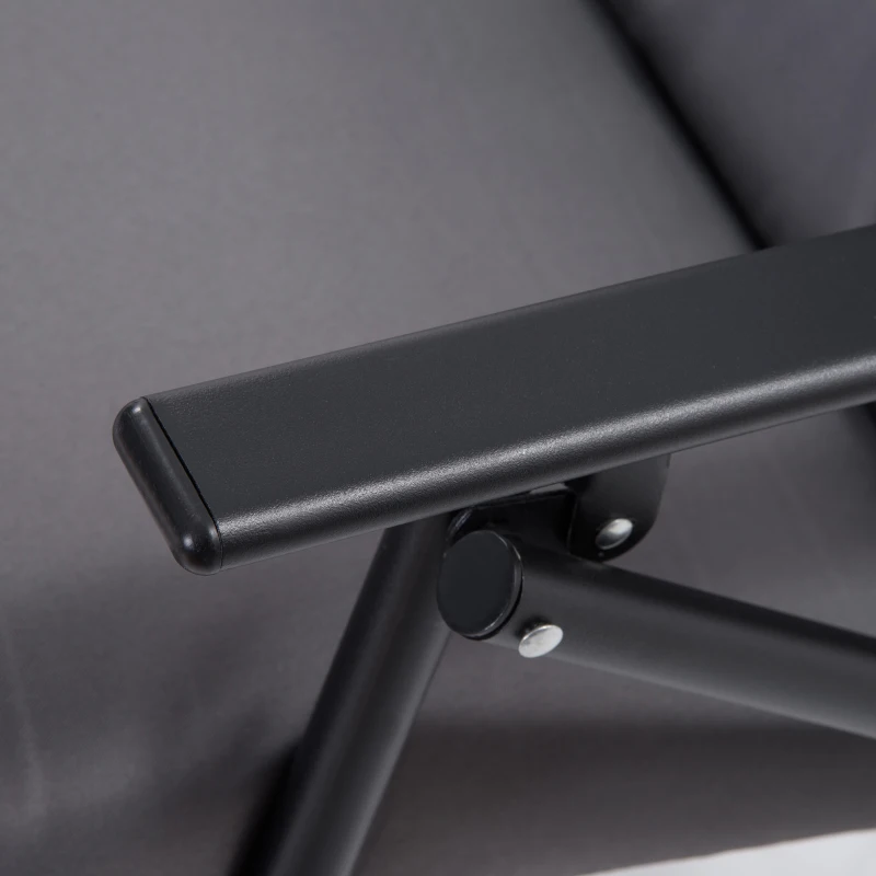 Outsunny Set of 2 Outdoor Folding Chairs with Adjustable Backrest, Padded Camping Chairs for Outdoor Events, Grey