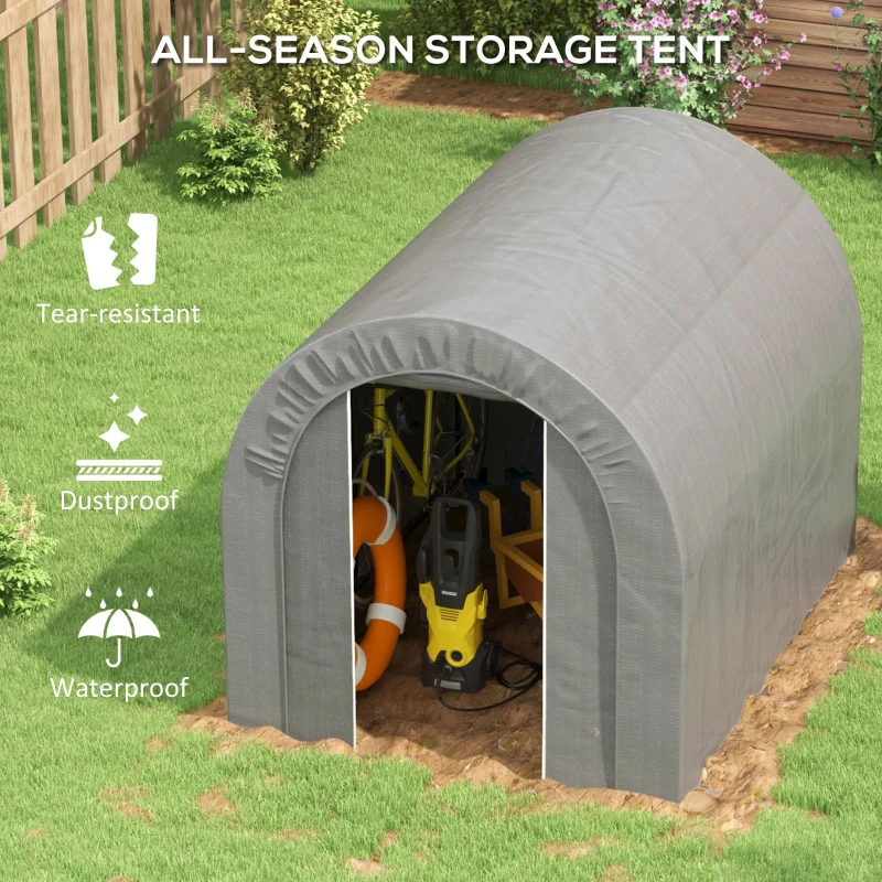 Outsunny Galvanized Metal 6' x 8' Outdoor Storage Tent, Heavy Duty and Waterproof Portable Shed, for Bike, Motorcycle, Tools
