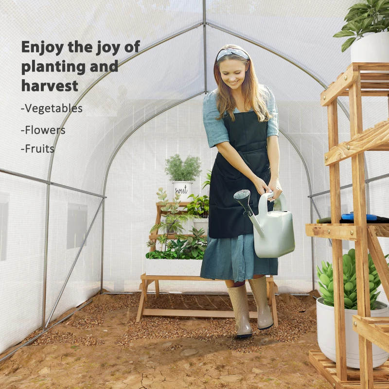 Outsunny 11.5' x 6.6' x 6.6' Portable Walk-In Tunnel Greenhouse Garden Warm House - White