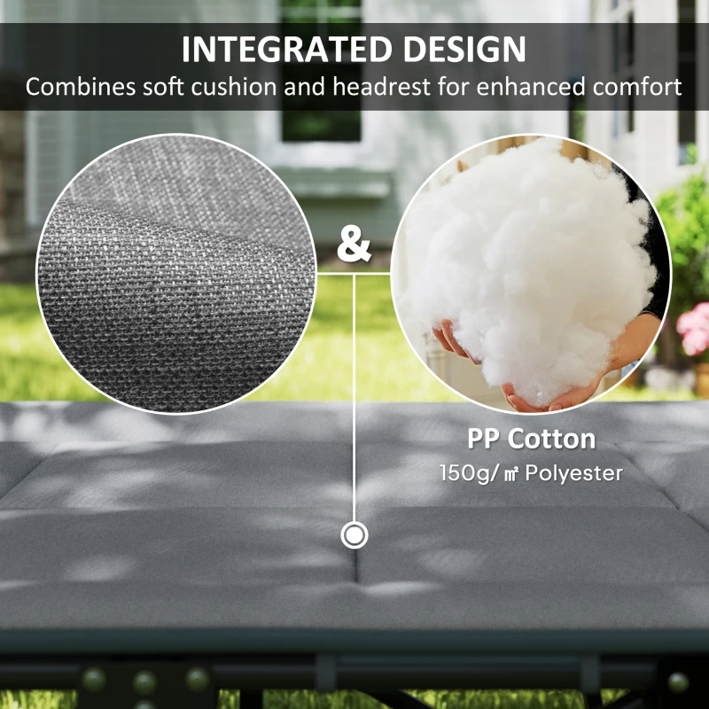 Outsunny 26.4" Wide Folding Bed, Camping Cot for Adults with Cushion, Storage Pocket, Max Load 330 LBS, Grey