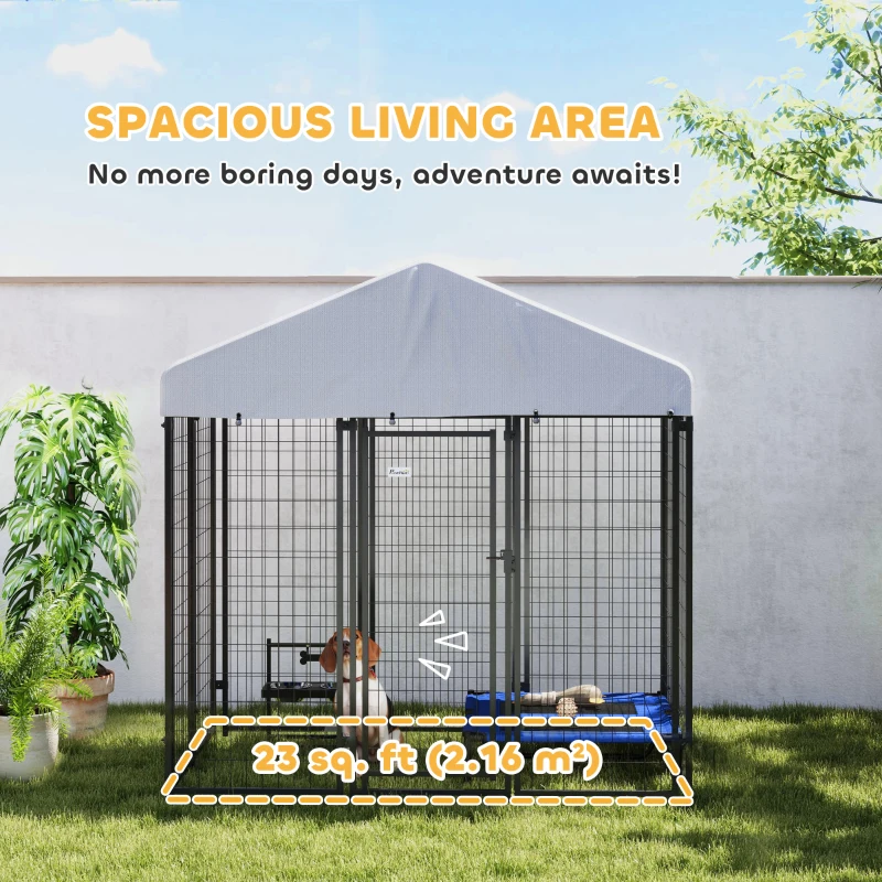 PawHut Outdoor Dog Kennel with Waterproof UV-Resistant Cover, 6 x 4 x 6 ft