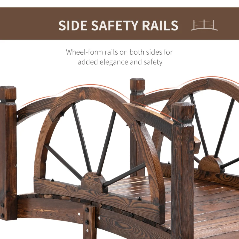 Outsunny Wooden Garden Bridge, Decorative Arc Footbridge with Safety Guardrail