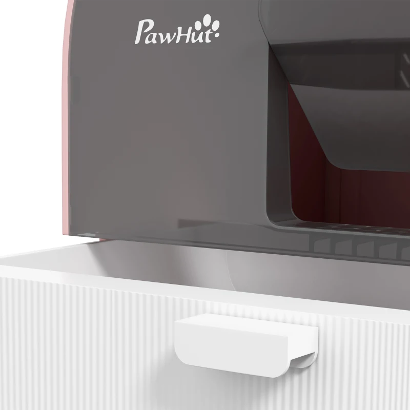 PawHut Cat Litter Box with Lid, Removable Tray, Scoop, Filter, Pink