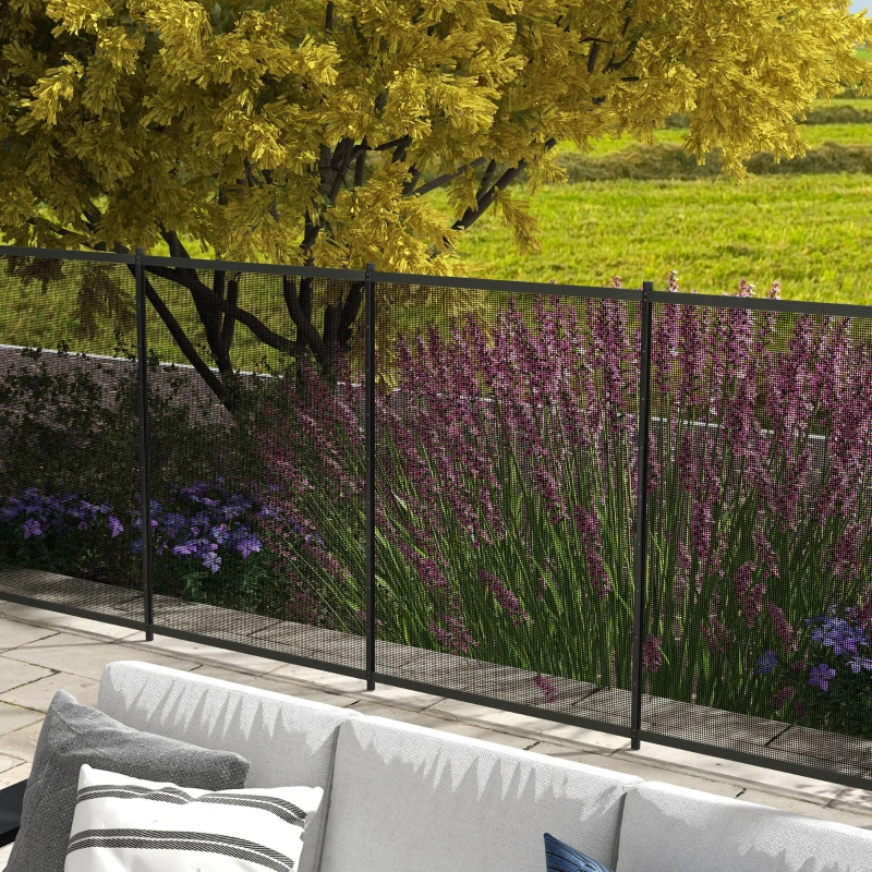 Outsunny 4 Panel Swimming Pool Fence, Aluminium Rustproof Pool Fencing, 4' x 12', Black