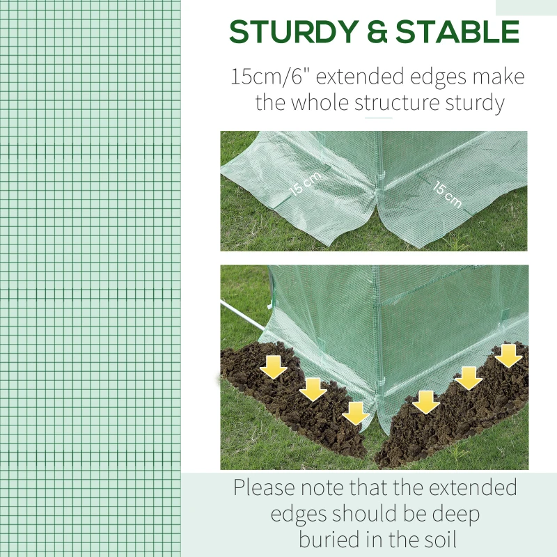 Outsunny 9.8' x 6.6' x 6.6' Plastic Greenhouse Cover Replacement, Heavy Duty Waterproof Tarp for Hoop House, Sheeting with 6 Windows, Door & Reinforcement Grid, Green(m-6)