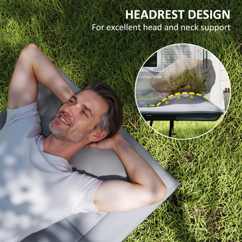 Outsunny 26.4" Wide Folding Bed, Camping Cot for Adults with Cushion, Storage Pocket, Max Load 330 LBS, Grey