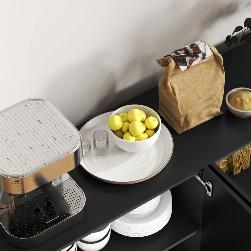 HOMCOM Sideboard Storage Cabinet with Adjustable Shelves, Soft-Close Doors, Kitchen Buffet Cabinet for Dining Room, Black