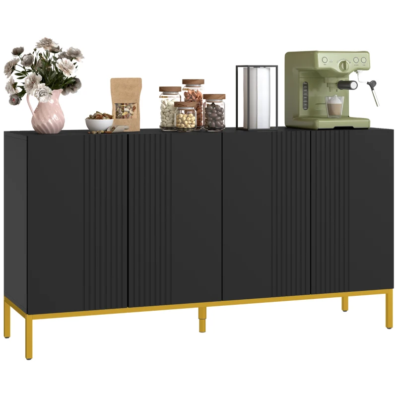 HOMCOM Sideboard Storage Cabinet with Adjustable Shelves, Soft-Close Doors, Kitchen Buffet Cabinet for Dining Room, Black