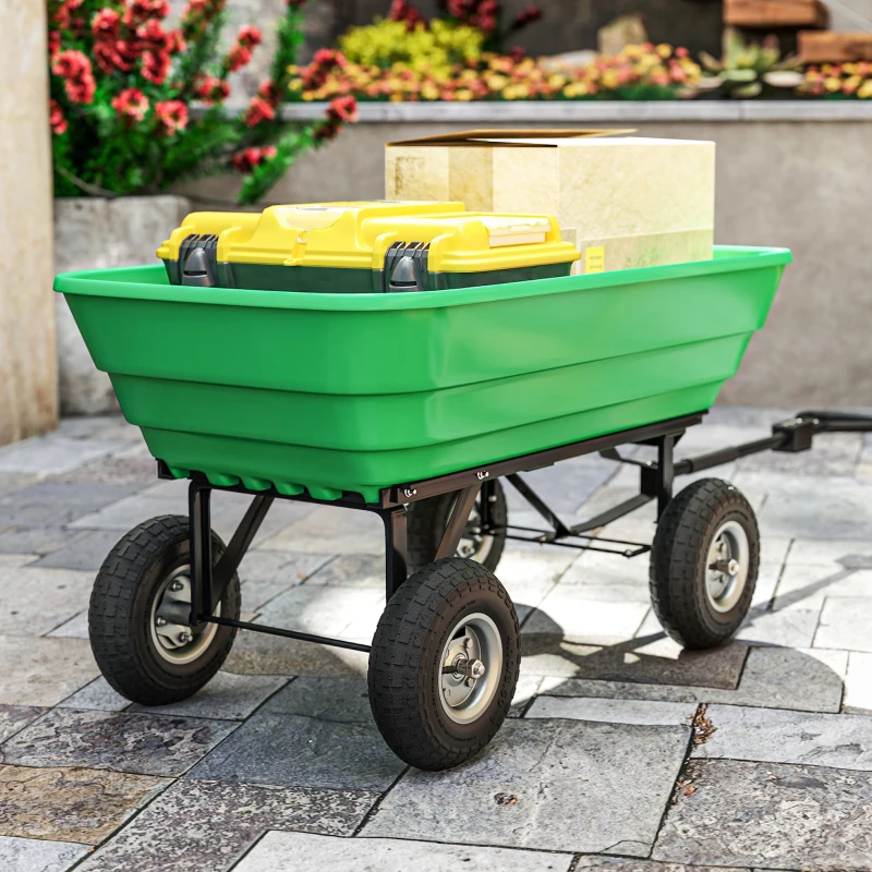 Outsunny Set of 4 Pneumatic Wheels, 10" Wheelbarrow Wheels Replacement for Barn Carts, Hose Carts, Garden Carts, Black