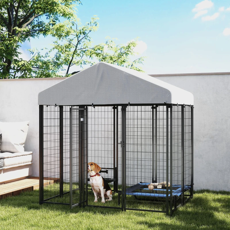 PawHut Outdoor Dog Kennel with Waterproof UV-Resistant Cover, 6 x 4 x 6 ft