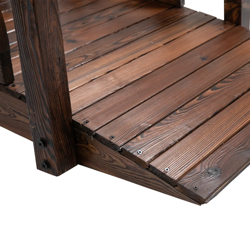 Outsunny Wooden Garden Bridge, Decorative Arc Footbridge with Safety Guardrail