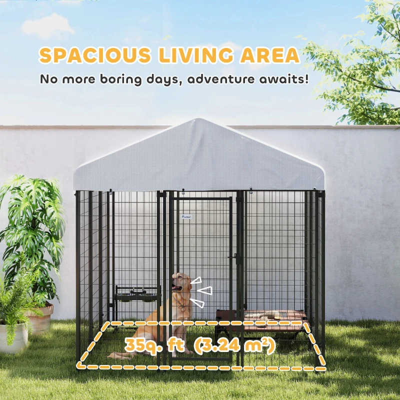 PawHut Outdoor Dog Kennel with Waterproof UV-Resistant Cover, 6 x 6 x 6 ft