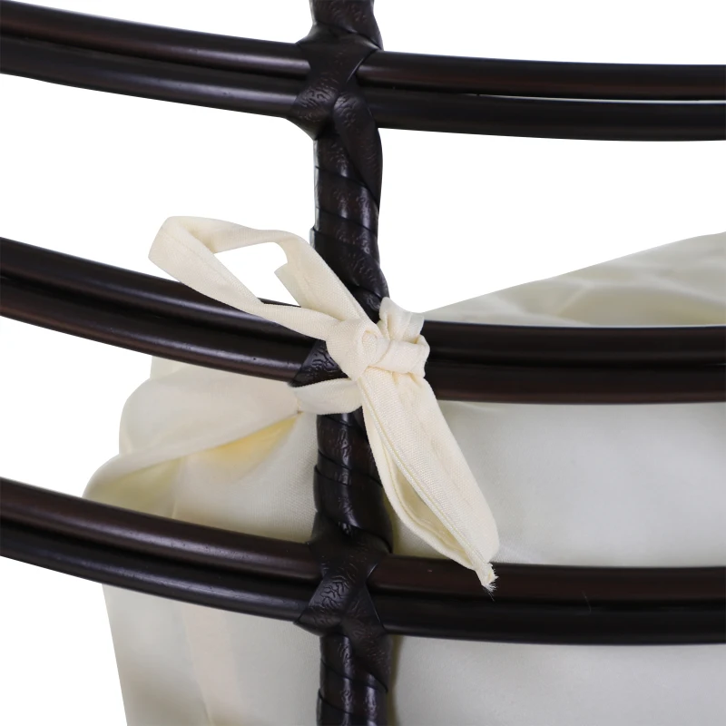 Outsunny Wicker Egg Chair with Trapezoidal Cushion 352lbs Capacity Rattan Egg Chair for Backyard Garden Coffee Brown