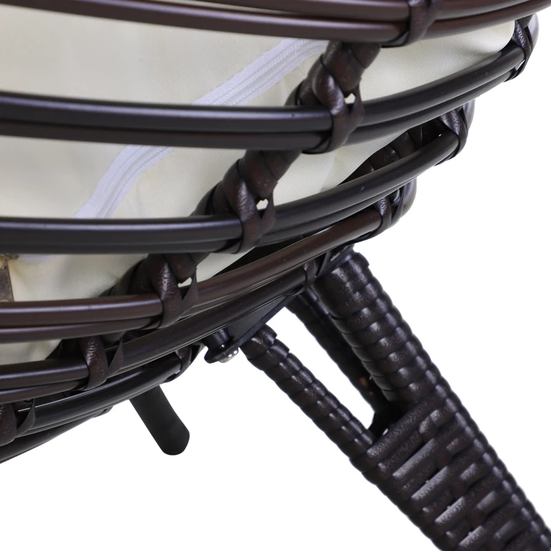 Outsunny Wicker Egg Chair with Trapezoidal Cushion 352lbs Capacity Rattan Egg Chair for Backyard Garden Coffee Brown