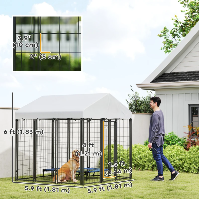 PawHut Outdoor Dog Kennel with Waterproof UV-Resistant Cover, 6 x 6 x 6 ft