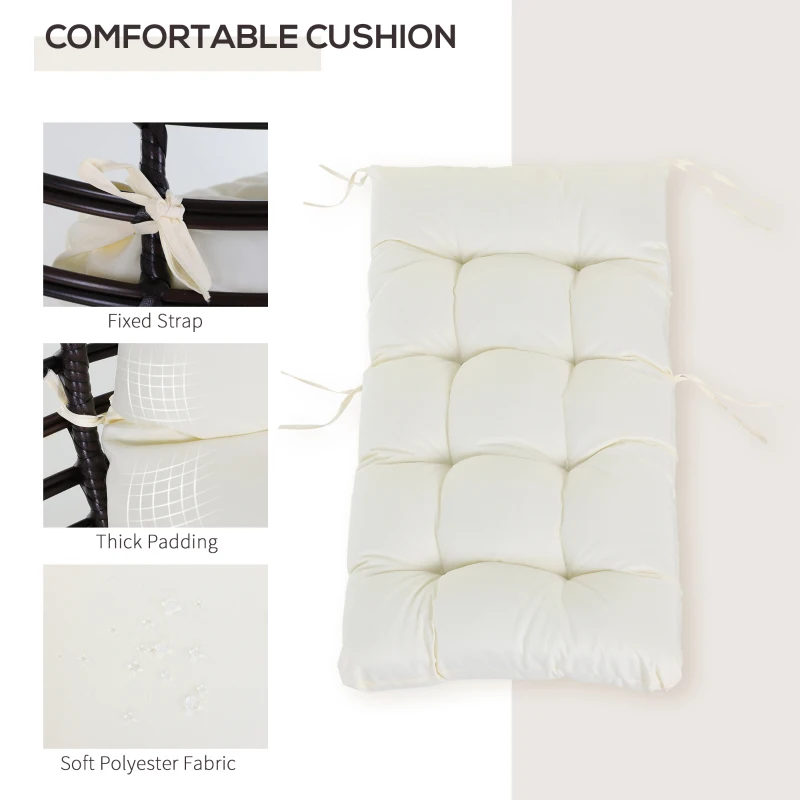 Outsunny Wicker Egg Chair with Trapezoidal Cushion 352lbs Capacity Rattan Egg Chair for Backyard Garden Coffee Brown