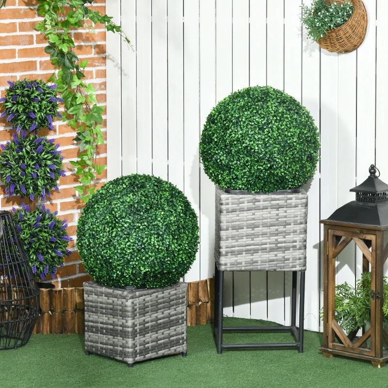 HOMCOM 2 Pack Artificial Tree Boxwood Topiary Balls, 19.75 Inch