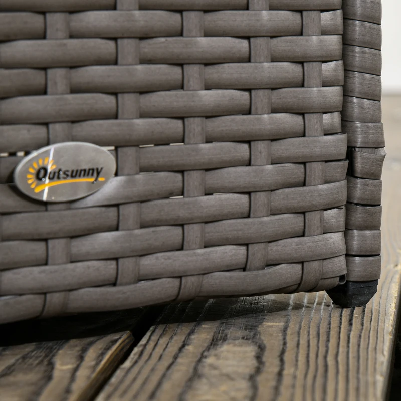 Outsunny Raised Garden Bed with Lattice Trellis, Rattan Outdoor Planter with Storage for Garden, Patio, Balcony, Grey