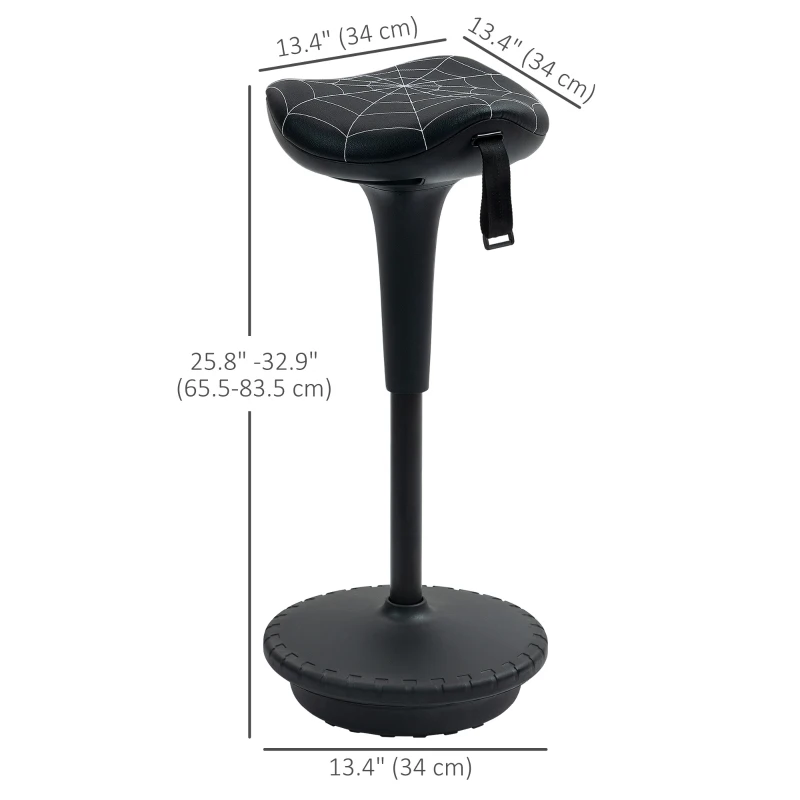 Vinsetto Backless Wobble Stool Chair, Standing Desk Chair, Adjustable Learning Stool for Office Desks, with Rocking Motion, Black