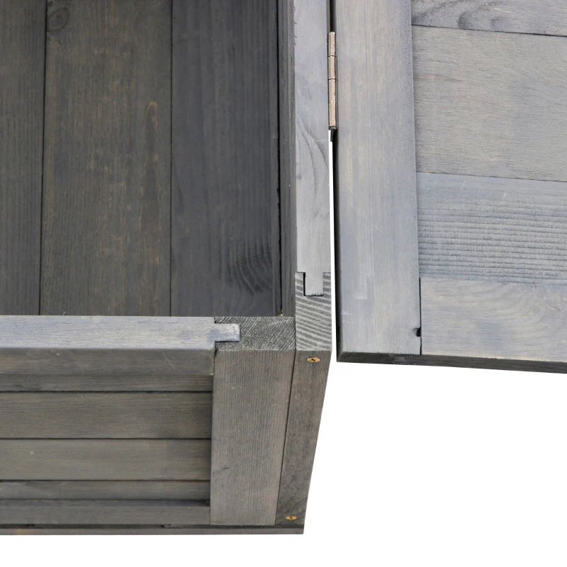 PawHut Wood Tortoise House for Lizards, Geckos, Indoor Outdoor Use, 35.8" x 23.8" x 12.6", Grey