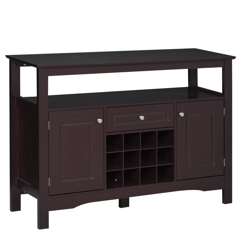 HOMCOM Modern Kitchen Buffet Bar Cabinet Storage Sideboard Dining Server with Drawer & 12-Bottle Wine Rack for Living Room, Espresso