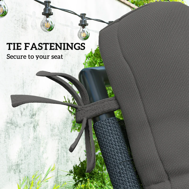 Outsunny 2-Piece Back Seat Cushion Replacement, Outdoor Patio Chair Cushions Set with Ties, Button Tufted, Dark Grey