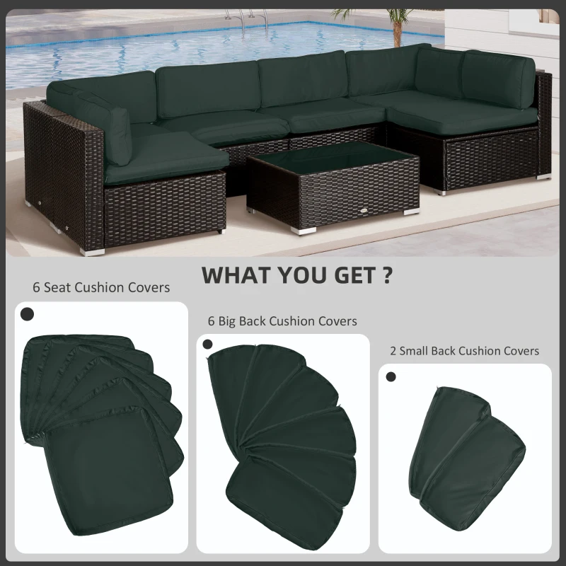 Outsunny Outdoor 14pc Patio Rattan Sofa Set Cushion Polyester Cover Replacement Set - No Cushion Included, Grey
