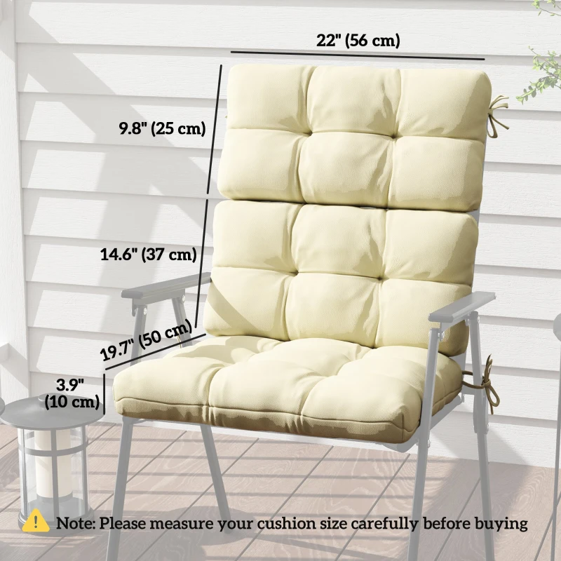 Outsunny 2-Piece Back Seat Cushion Replacement, Outdoor Patio Chair Cushions Set with Ties, Button Tufted, Beige