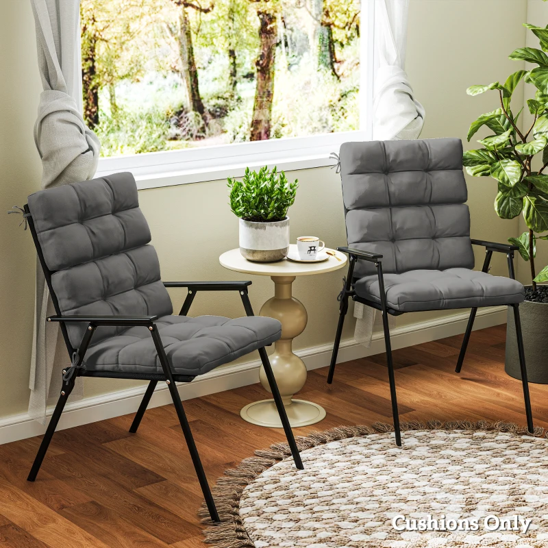 Outsunny 2-Piece Back Seat Cushion Replacement, Outdoor Patio Chair Cushions Set with Ties, Button Tufted, Dark Grey