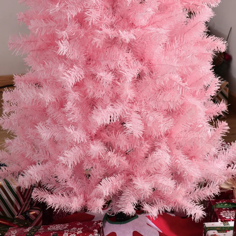 HOMCOM 7FT Artificial Christmas Tree Holiday Xmas Holiday Pencil Tree Decoration with Automatic Open for Home Party, Pink
