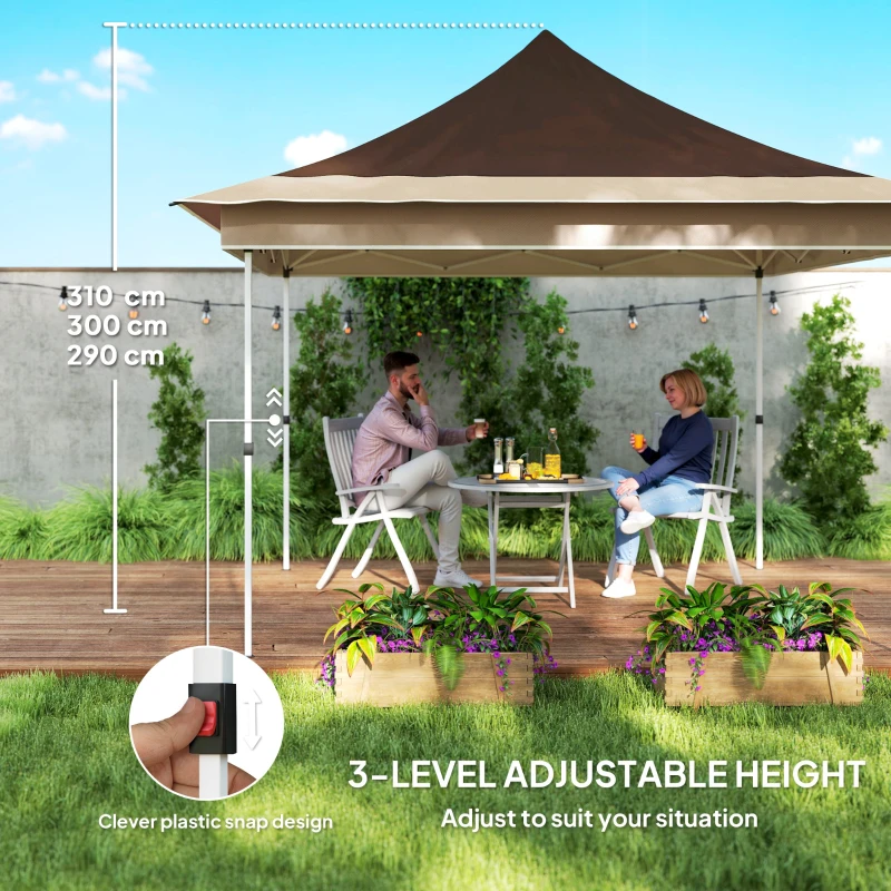 Outsunny 12 x 12 ft. Canopy Tent with Mesh Netting, UPF50+ Pop Up Tent with Carry Bag for Garden, Patio, Brown