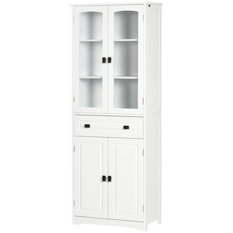 HOMCOM 63" 4-Door Kitchen Pantry Cabinet, Freestanding Storage Cabinet Cupboard with Adjustable Shelves, White