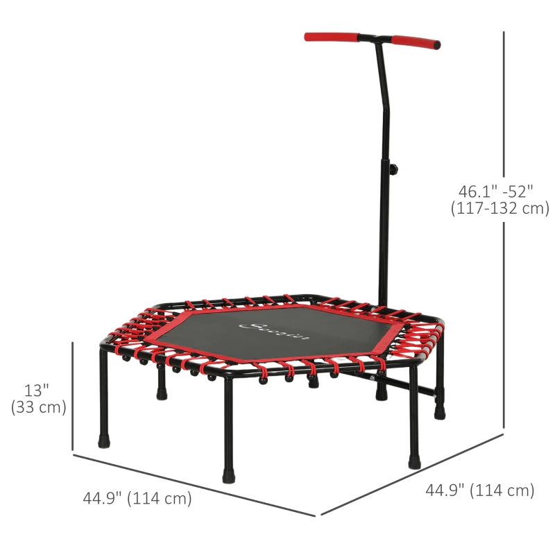 Soozier 45" Rebounder Trampoline for Adult, Quiet Bungee Rebounder with LED Lights and Adjustable Handle, Red
