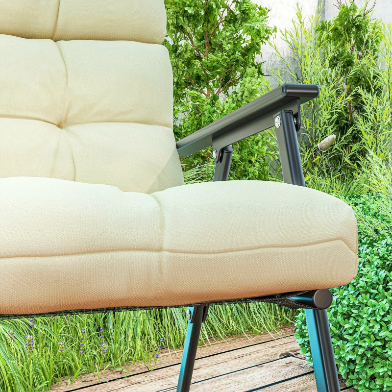 Outsunny 2-Piece Back Seat Cushion Replacement, Outdoor Patio Chair Cushions Set with Ties, Button Tufted, Beige