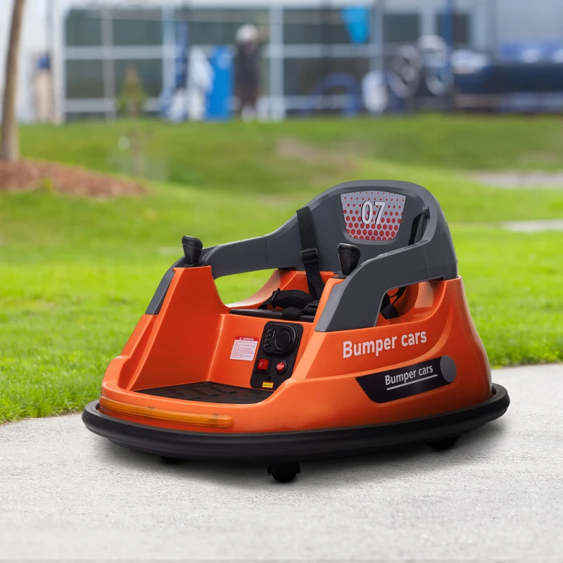 Aosom Bumper Car 12V 360° Rotation Electric Car for Kids, with Remote, Safety Belt, Lights, Music, for 1.5-5 Years Old, Orange