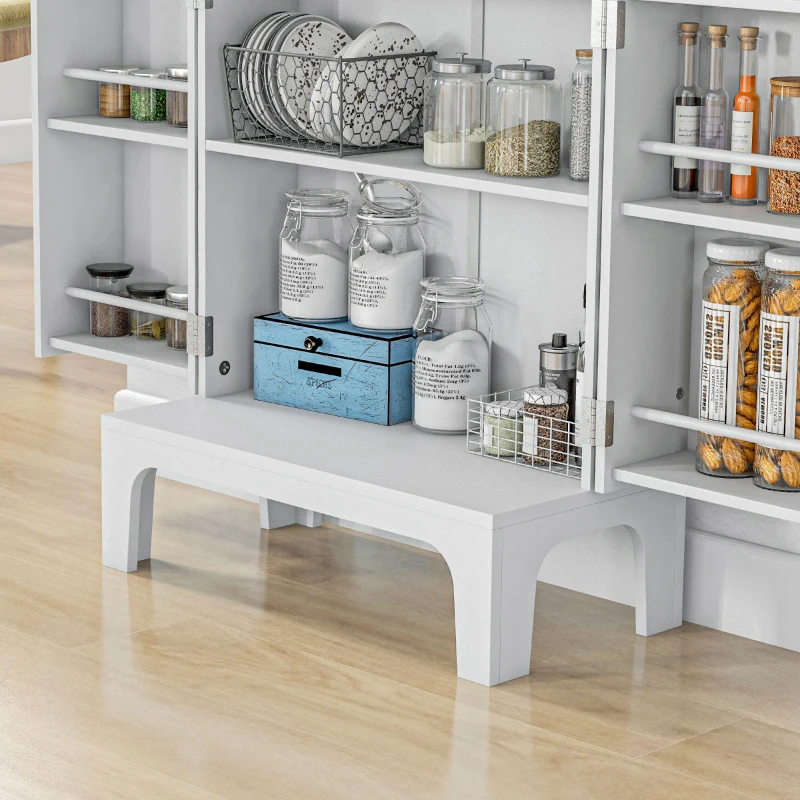 HOMCOM 44" Storage Cabinet, 2-Door Kitchen Pantry Cabinet with 4-tier Shelving, 8 Spice Racks and Adjustable Shelves