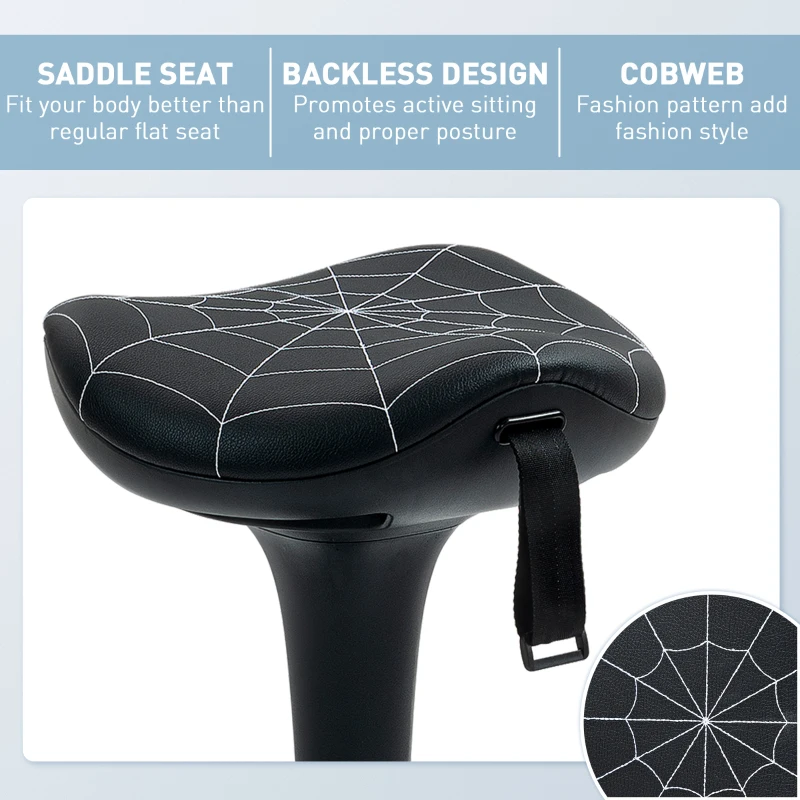 Vinsetto Backless Wobble Stool Chair, Standing Desk Chair, Adjustable Learning Stool for Office Desks, with Rocking Motion, Black