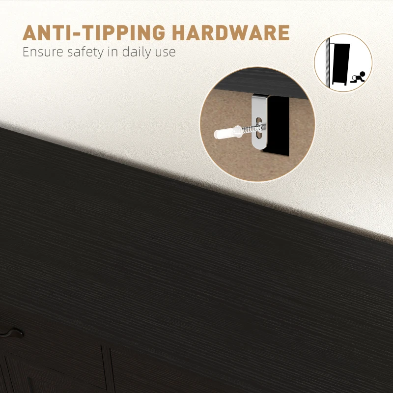 HOMCOM Sideboard Buffet Cabinet with Storage, Modern Coffee Bar Cabinet with 3 Drawers and Adjustable Shelves, Distressed Black