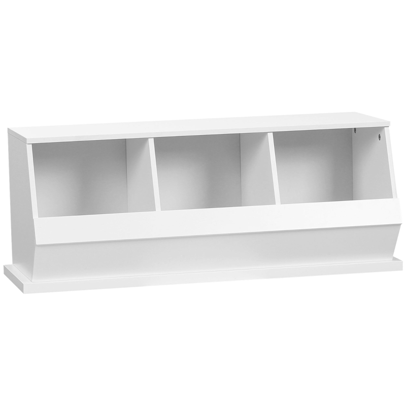 HOMCOM Small Bookcase, 3 Cube Storage Organizer, Multipurpose Display Cabinet with 3 Compartments, White