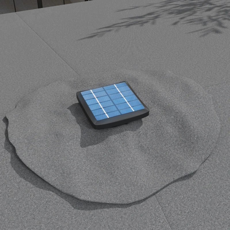 Outsunny Garden Parasol, Double-Sided Sun Umbrella with LED Solar Lights, Patio Parasol for Outdoor, Gray