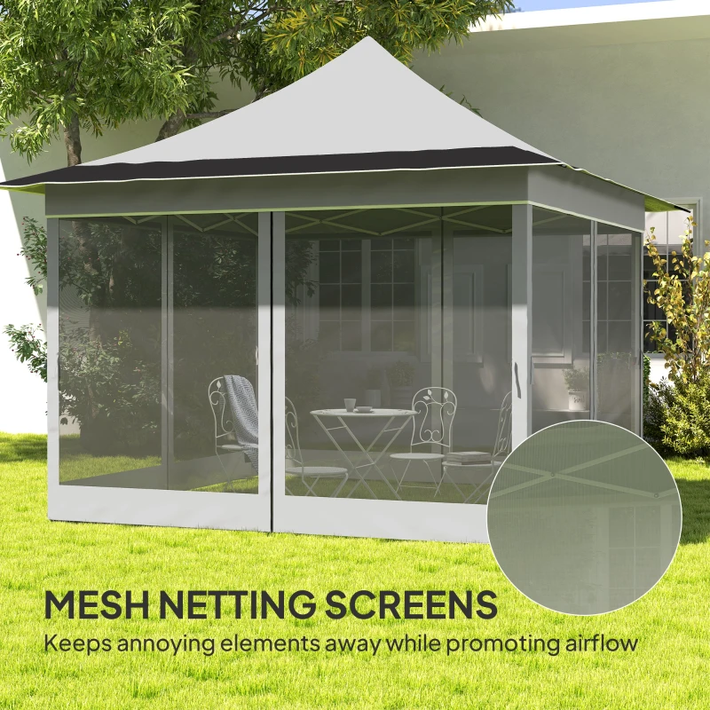 Outsunny 12 x 12 ft. Canopy Tent with Mesh Netting, UPF50+ Pop Up Tent with Carry Bag for Garden, Patio, Light Gray