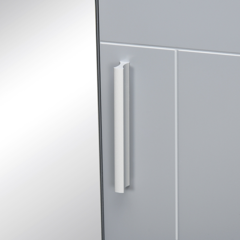 kleankin Bathroom Mirror Cabinet, Wall Mounted Medicine Cabinet with Double Doors and Adjustable Shelf, Grey