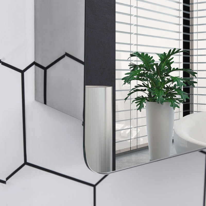 kleankin Wall-Mounted Mirror Cabinet, Bathroom Medicine Cabinet with Mirror, Sliding Door and 3-tier Storage Shelf, Stainless Steel Frame, Silver