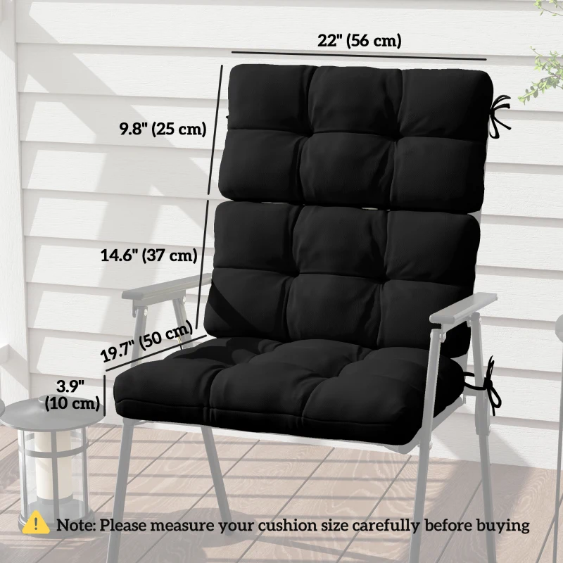 Outsunny 2-Piece Back Seat Cushion Replacement, Outdoor Patio Chair Cushions Set with Ties, Button Tufted, Black