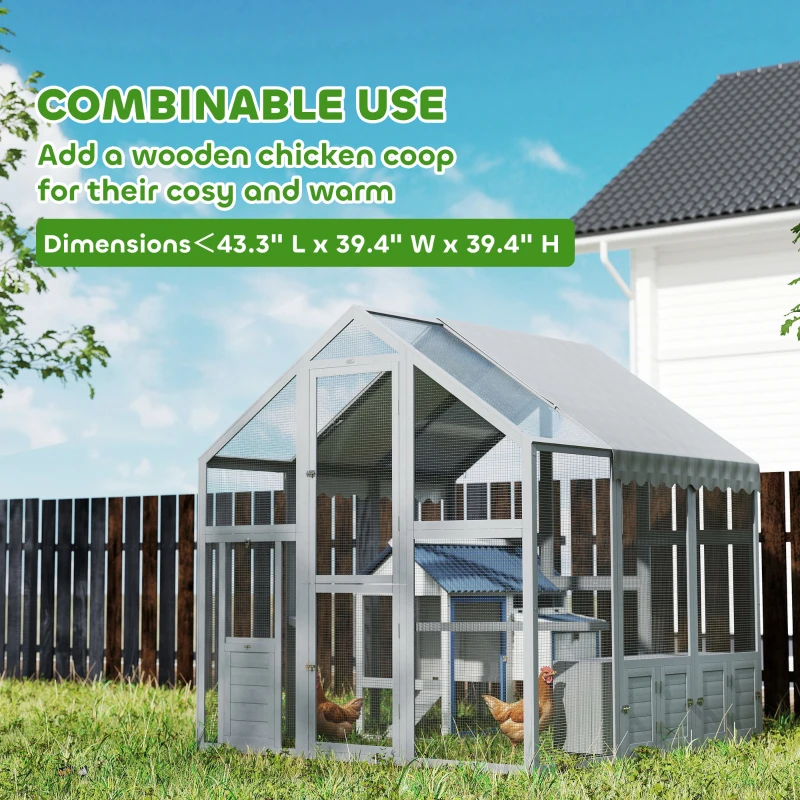 PawHut Large Wooden Chicken Run with Waterproof & Anti-UV Cover, for 6-8 Chickens, for Backyard, Farm, 5.5' x 6' x 6'