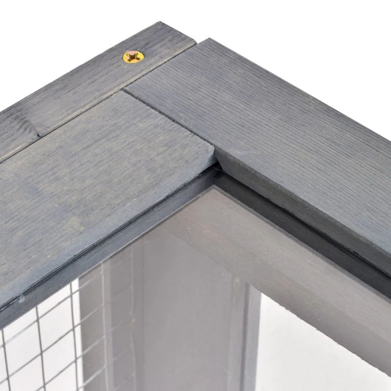 PawHut Wood Tortoise House for Lizards, Geckos, Indoor Outdoor Use, 35.8" x 23.8" x 12.6", Grey