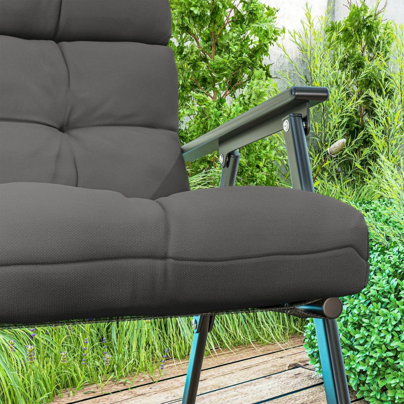 Outsunny 2-Piece Back Seat Cushion Replacement, Outdoor Patio Chair Cushions Set with Ties, Button Tufted, Dark Grey