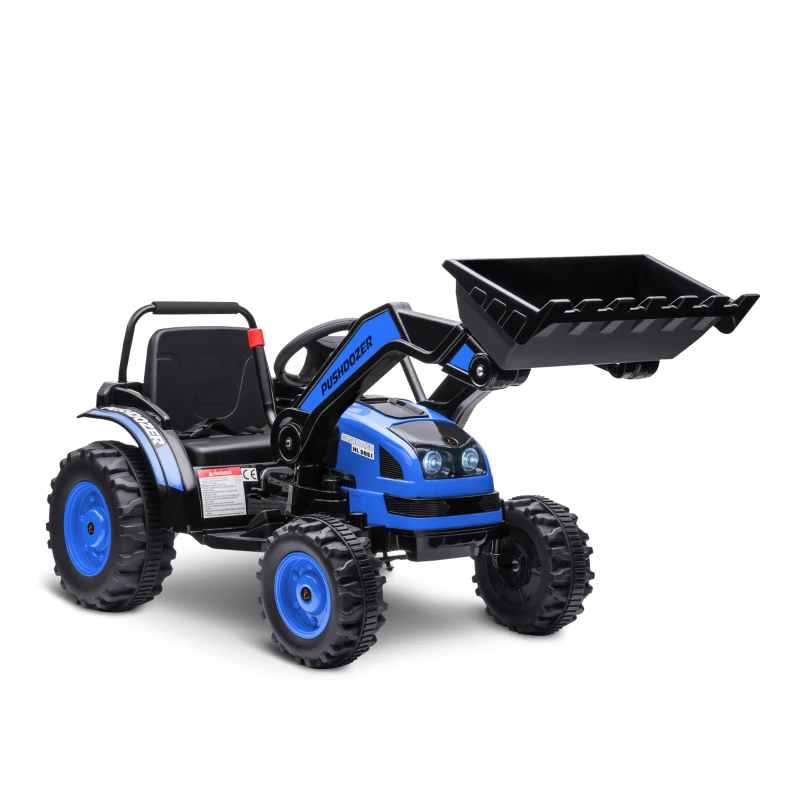 Aosom Kids Tractor 6V Battery Powered Digger Ride On Excavator Music Headlight Moving Forward Backward Blue